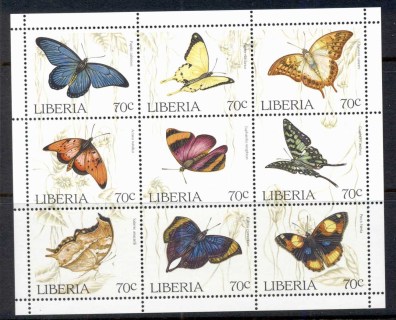 Liberia-1996-Insects-Butterflies-MS-MUH