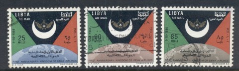 Libya-1966-Air-Mail-Flag-Globe-FU