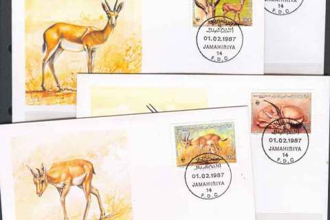 Libya-1987 WWF Slender-horned Gazelle FDCs