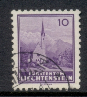 Liechtenstein-1934035-Pictorial-10rp-Church-of-Schaan-FU