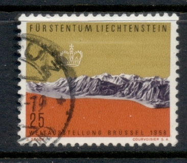 Liechtenstein-1958-Worlds-fair-Brussels-25rp-FU