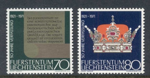 Liechtenstein-1971-Constitution-50th-Anniversary-MUH