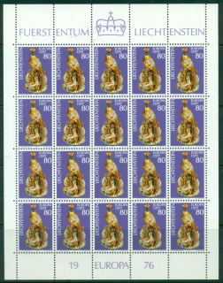 Liechtenstein-1976-Europa-Bird-Pheasant-statue-sheetlet-MUH