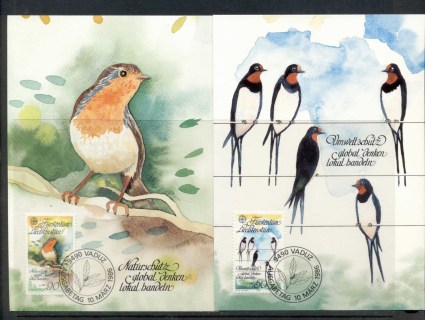 Liechtenstein-1986-Europa-Birds-2x-Maxicards