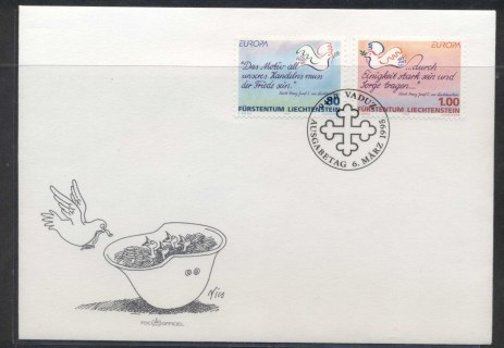 Liechtenstein-1995-Europa-Peace-Freedom-FDC