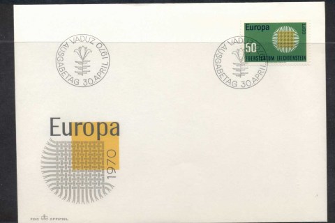 Liechtenstein-1970-Europa-Woven-Threads-FDC