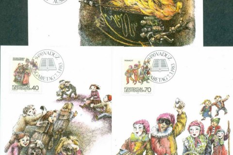 Liechtenstein-1983-Shrovetide-Lenten-Customs-3-Maxi-cards-FDI-lot32205