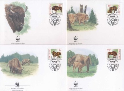 Lithuania-1996 WWF European Bison FDC