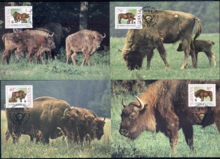 Lithuania-1996 WWF European Bison Maxicards