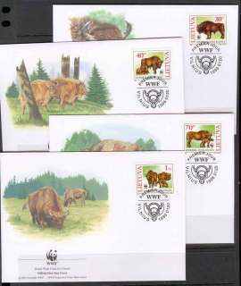 Lithuania-1996 WWF European Bison FDCs