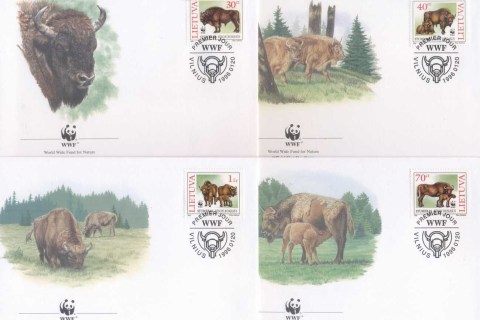 Lithuania-1996 WWF European Bison FDC