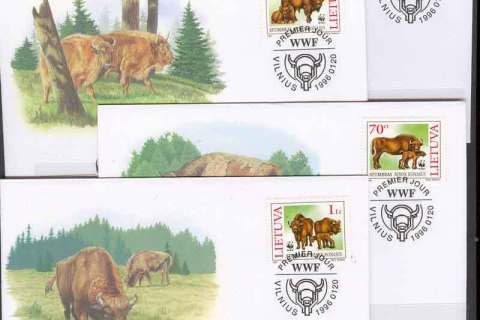Lithuania-1996 WWF European Bison FDCs