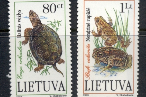 Lithuania-1993-Turtles-Frogs-MUH
