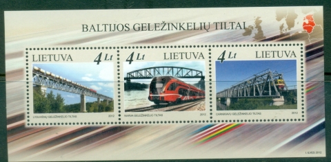 Lithuania-2012-BALTIC-Issue-Railway-Bridges-MS-MUH