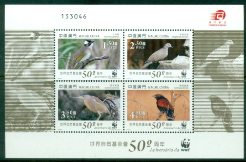 Macau-2011-WWF-50th-Anniversary-Birds-MS-MUH
