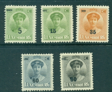 Luxembourg-1925-28-Grand-Duchess-Charlotte-Surcharges-5-MH-Lot27422