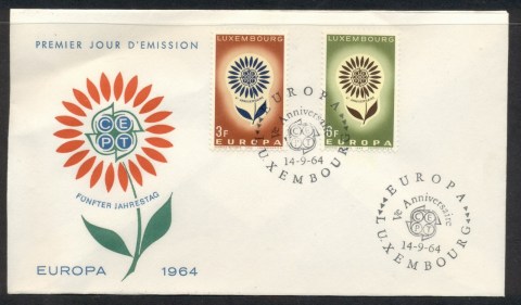 Luxembourg-1964-Europa-Daisy-of-Petals-FDC