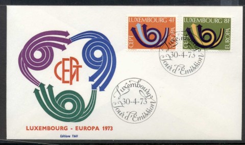 Luxembourg-1973-Europa-Posthorn-Arrow-FDC