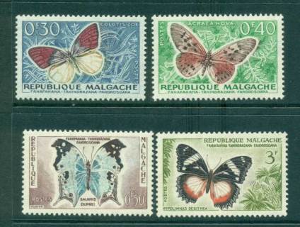 Madagascar-1960 30,40,50c,3f Butterflies