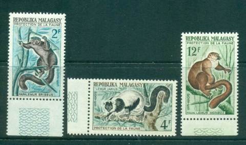 Madagascar-1961 2,4,12f Lemurs