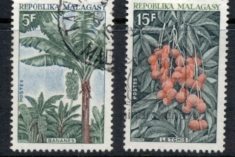 Madagascar-1969 Fruit, Banana, Lychee