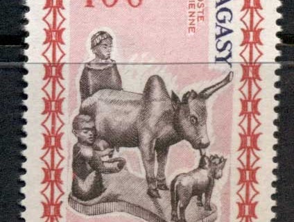 Madagascar-1964 Wood Sculpture, Zebu