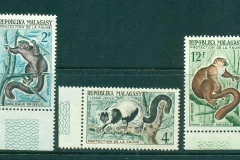 Madagascar-1961 2,4,12f Lemurs