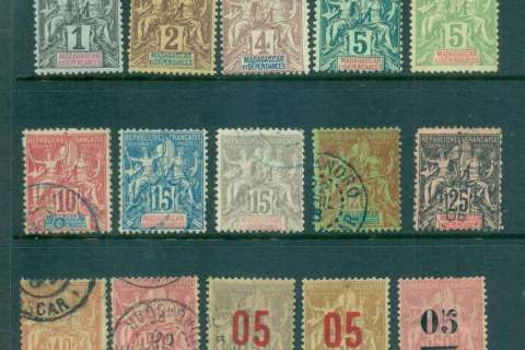 Madagascar-1896 on Navigation & Commerce inc Surch Asst