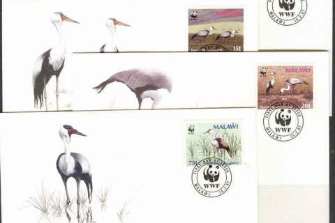 Malawi-1987 WWF Wattled Crane FDCs