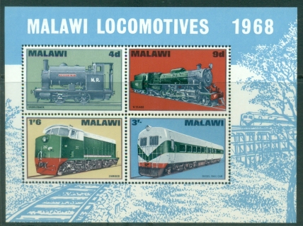 Malawi-1968-Trains-Locomotives-MS-MUH