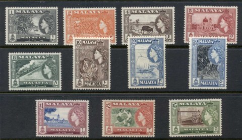 Malaya-Malacca-1957-QEII-Pictorials-MLH