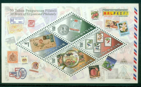 Malaysia-1997-International-Stamp-Exhibition-Malpex-97-Kuala-Lumpur-Malaysia-The-50th-Anniversary-of-Organized-Philately-MS-MUH