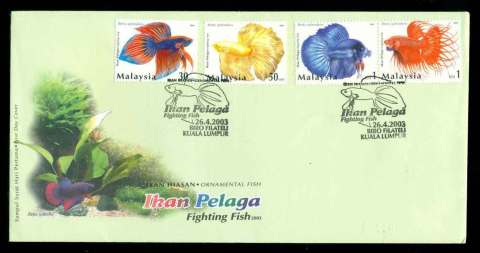 Malaysia-2003-Fighting-Fish-FDC-lot51544