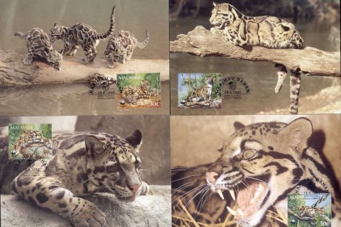 Malaysia-1995 WWF Glouded Leopard Maxicards