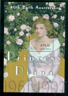 Maldive-Is-2001-Princess Diana in Memoriam, 40th Birth Anniv., Rose of England MS