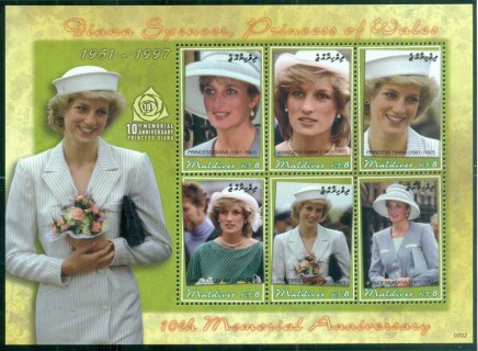 Maldive-Is-2007-Princess Diana in Memoriam, 10th Anniv., Princess of Wales MS