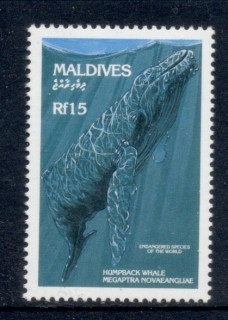 Maldive-Is-1993-Endangered-Animals-15r-Humpback-Whale-MUH