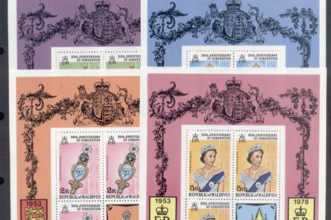Maldive-Is-1978-QEII-Coronation-25th-Anniversary-6xsheetlets-MUH