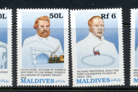 Maldive-Is-1989-Railway-Pioneers-Asst-4v-MUH