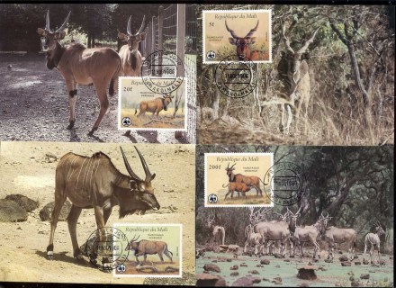 Mali 1986 WWF Giant Eland 4xMaxicard