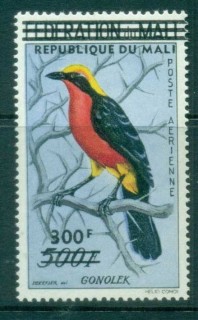 Mali 1960 Birds, Barbary Shrike 500f Opt