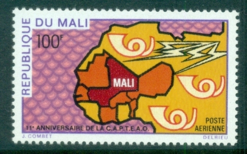 Mali 1970 CAPTEO Postal Union, Map