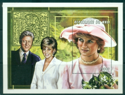 Mali-1997-Princess-Diana-in-Memoriam-with-Bill-Clinton-MS-MUH
