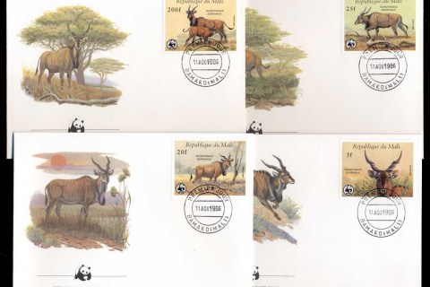 Mali-1986-WWF Giant Eland 4xFDC