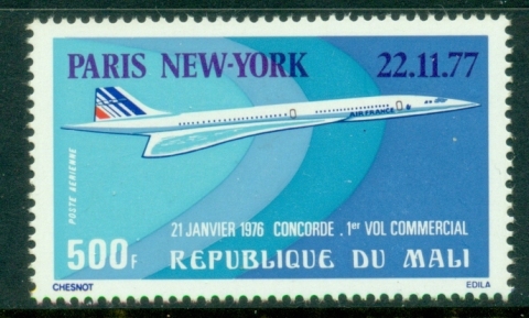 Mali-1977-Concorde-Opt-Paris-New-York-MUH