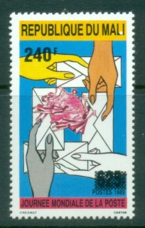 Mali-1992-Surcharges-240f-on-625f-UPU-MUH