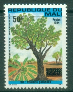 Mali-1992-Surcharges-50f-on-1225f-Trees-MUH