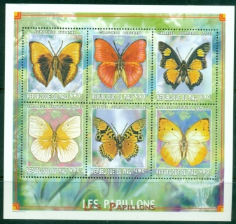 Mali-1999-Flora-fauna-Insects-Butterflies-490f-MS-MLH