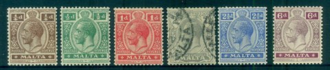 Malta-1921-22-KGV-King-George-V-Asst-faults-1d-thin