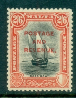 Malta-1928-Gozo-Fishing-Boat-2-6d-Opt-Postage-Revenue-MLH